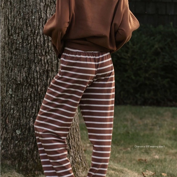 NWOT Parke Striped Cotton Boxer Pants in Mocha Stripe - Picture 2 of 5